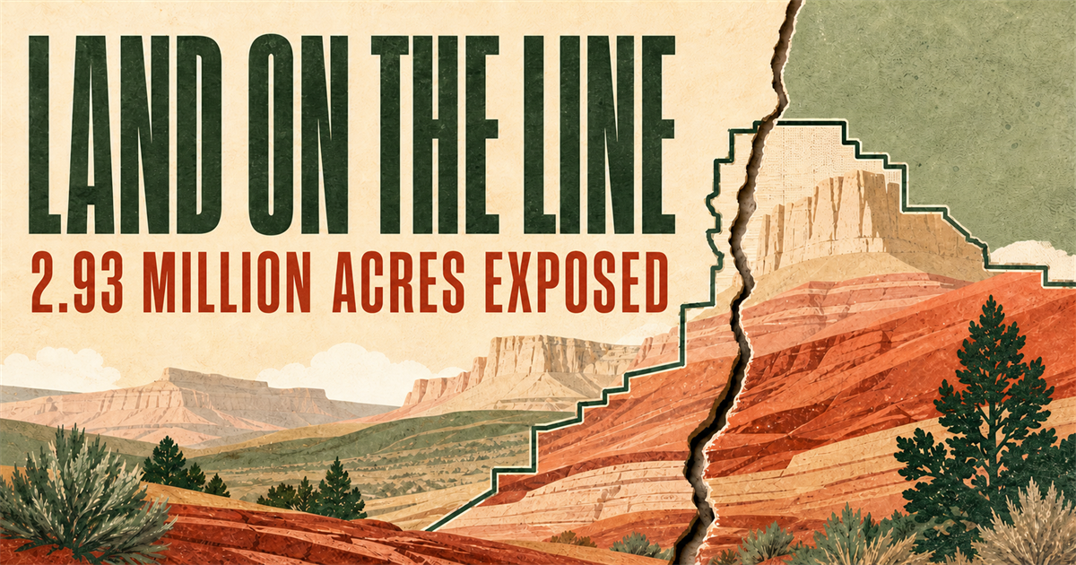 Land on the Line social preview showing Utah monument boundary cuts