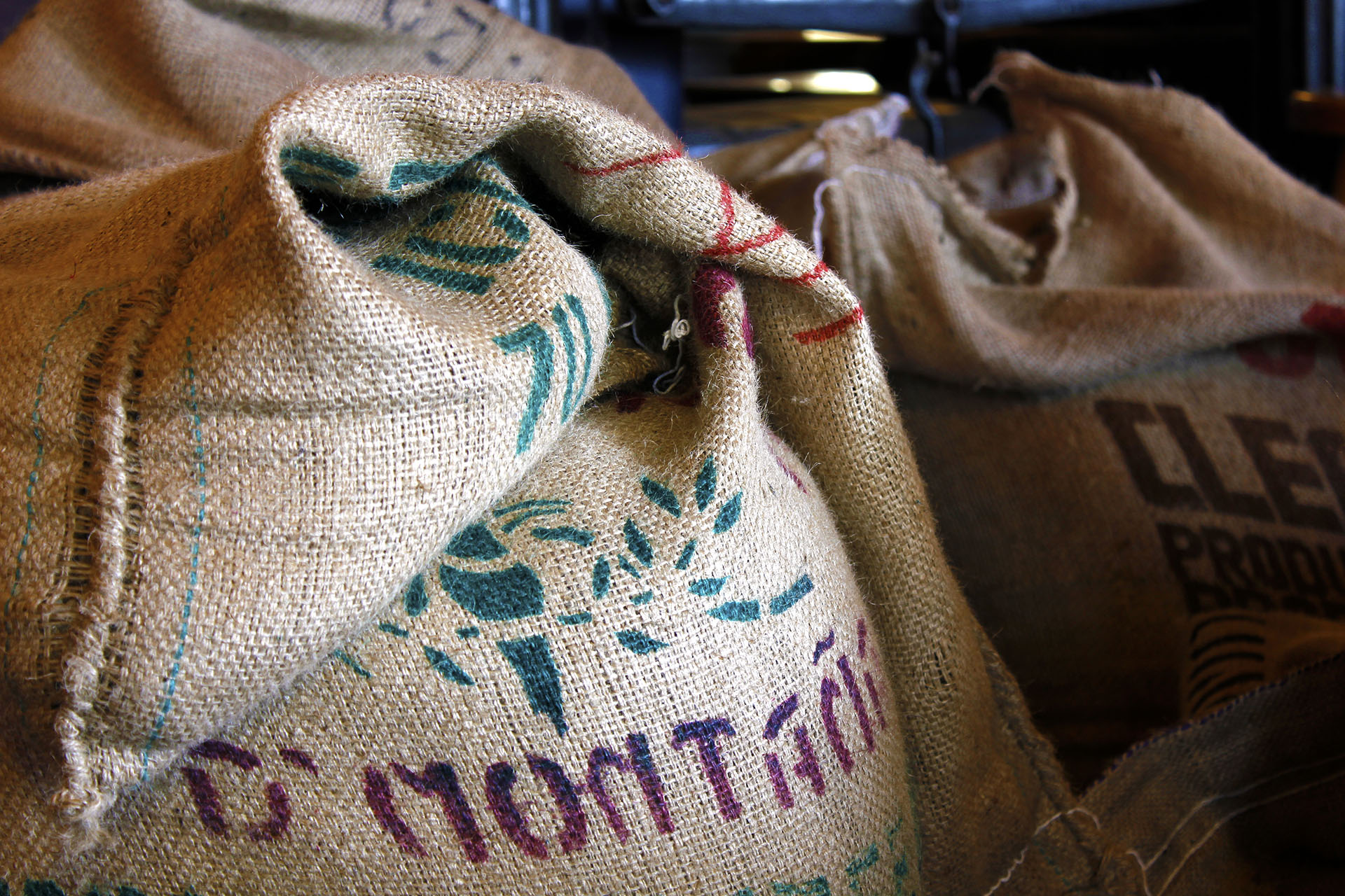 Burlap coffee sacks, a nod to Trycen's love of good coffee